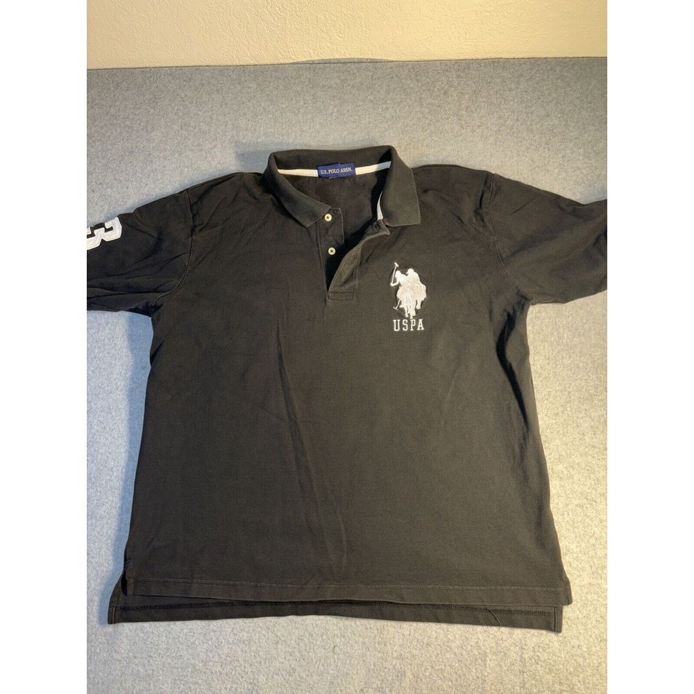 US Polo Assn. Black  polo‎ Assn. large logo. sz. 2XL